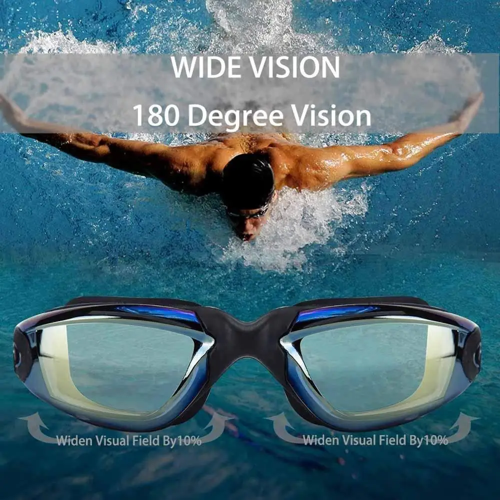 Gafas de natación para hombre y mujer, lentes de silicona antiniebla para miopía, tapón para los oídos, para buceo