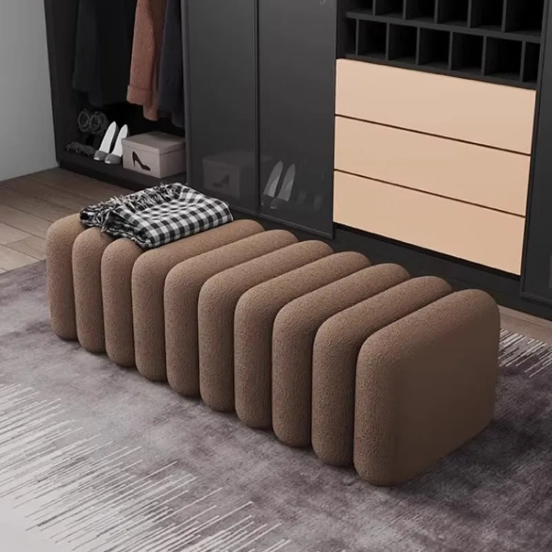 Moderne kunststijl Fuzzy Texture Cilindrische modulaire bankkruk voor woonkamer garderobe decor - afbeelding 2