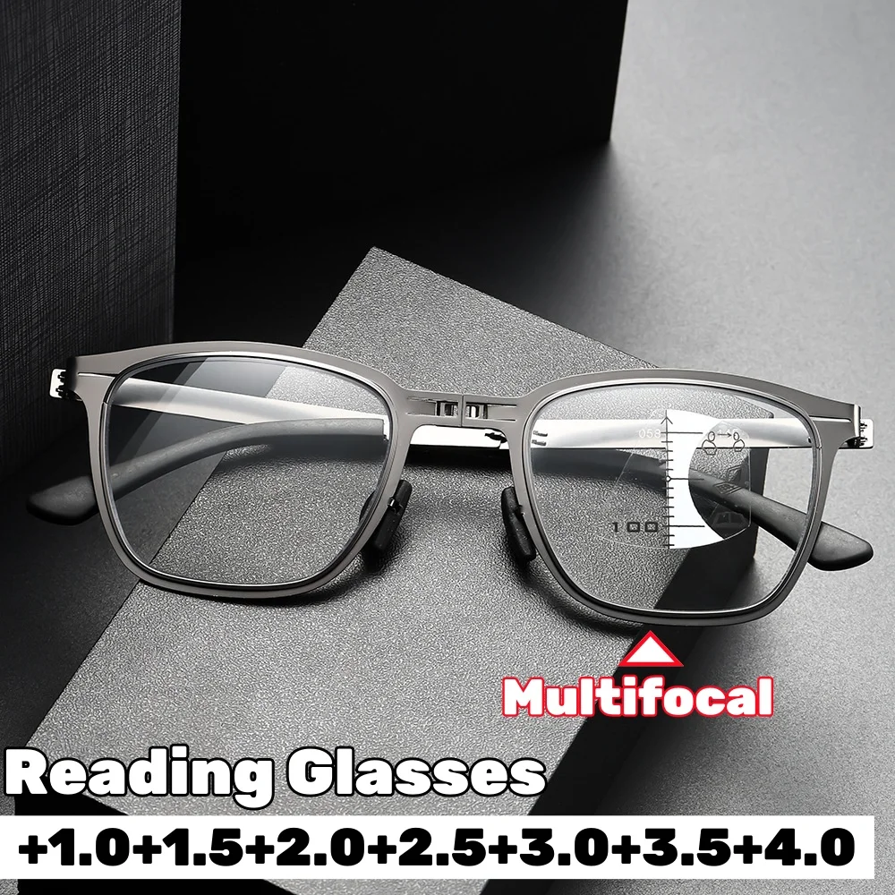 

Portable Folding Multifocal Reading Glasses with Box for Men and Women Anti Blue Light Multifocal Degree Glasses Near and Away