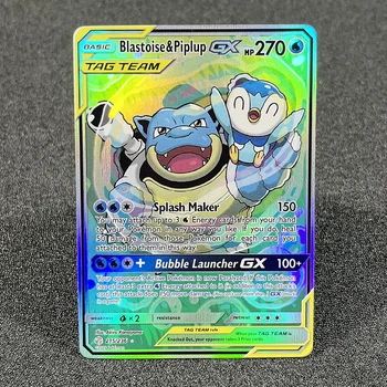 Pokémon PROXY kartları Sun & Moon kozmik Eclipse (CEC) Blastoise & Piplup-GX charitc& Braixen-GX folyo TCG kart oyunu koleksiyonu PTCG