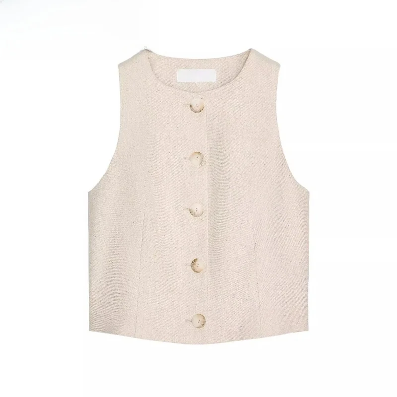 

Новое поступление лета, женская майка Vaion Sle Gingham Svel round Ne Vest, майка или верхняя одежда 294976