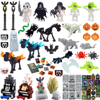 MOC Halloween Festival DIY Scene Building Blocks Skeleton Soldier Flame Horse Bat Snake Spider Pumpkin Head Tombstone Brick Gift