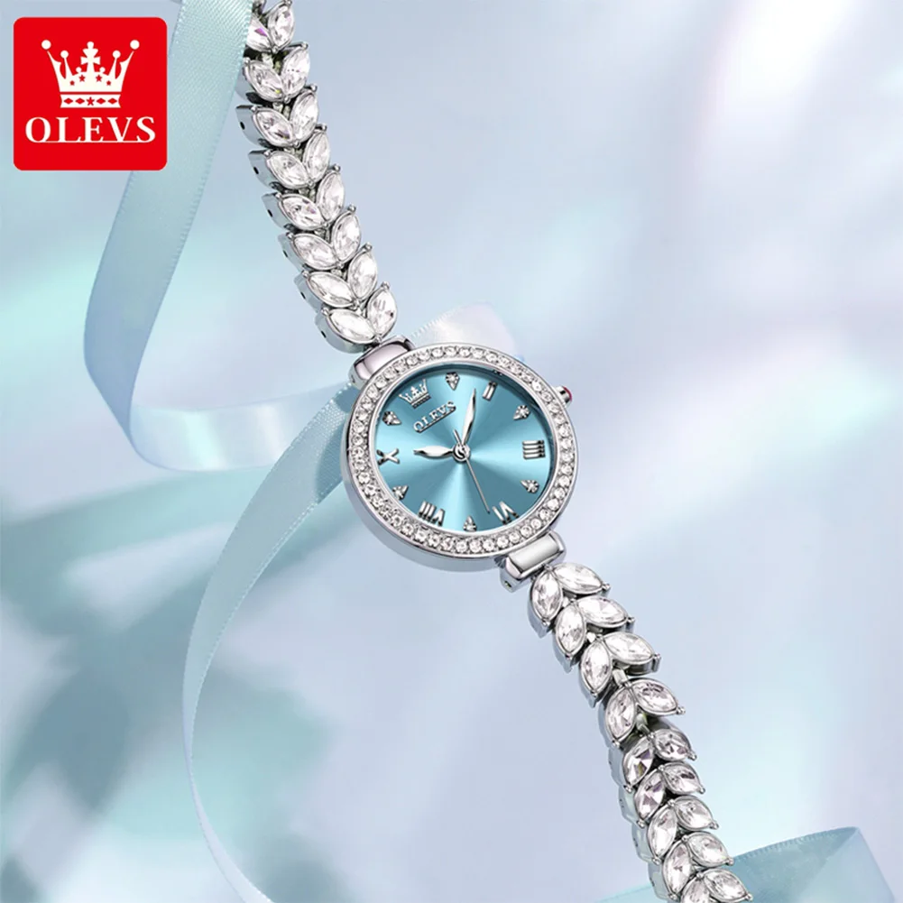 OLEVS Fashion Diamond Quartz Watch for Women Waterproof Rose Gold Crystal Bracelet Womens Watches Top Brand Luxury Montre Femme