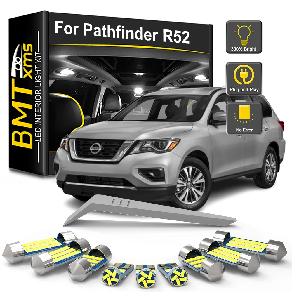 BMTxms 15PCS LED Interior Light Bulb Kit For Nissan Pathfinder R52 2013 2014 2015 2016 2017 2018 2019 2020 LED Map Dome Lamp