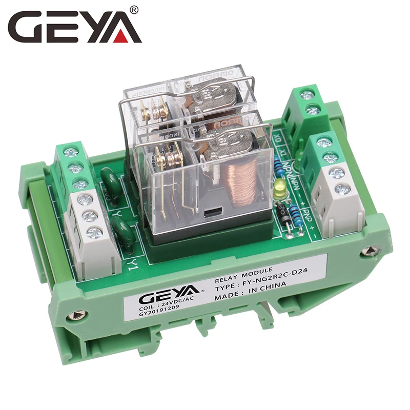 GEYA NG2R 2 Channel Relay Module  12V 24V  1SPDT Relay 10A Plug in Type Relay