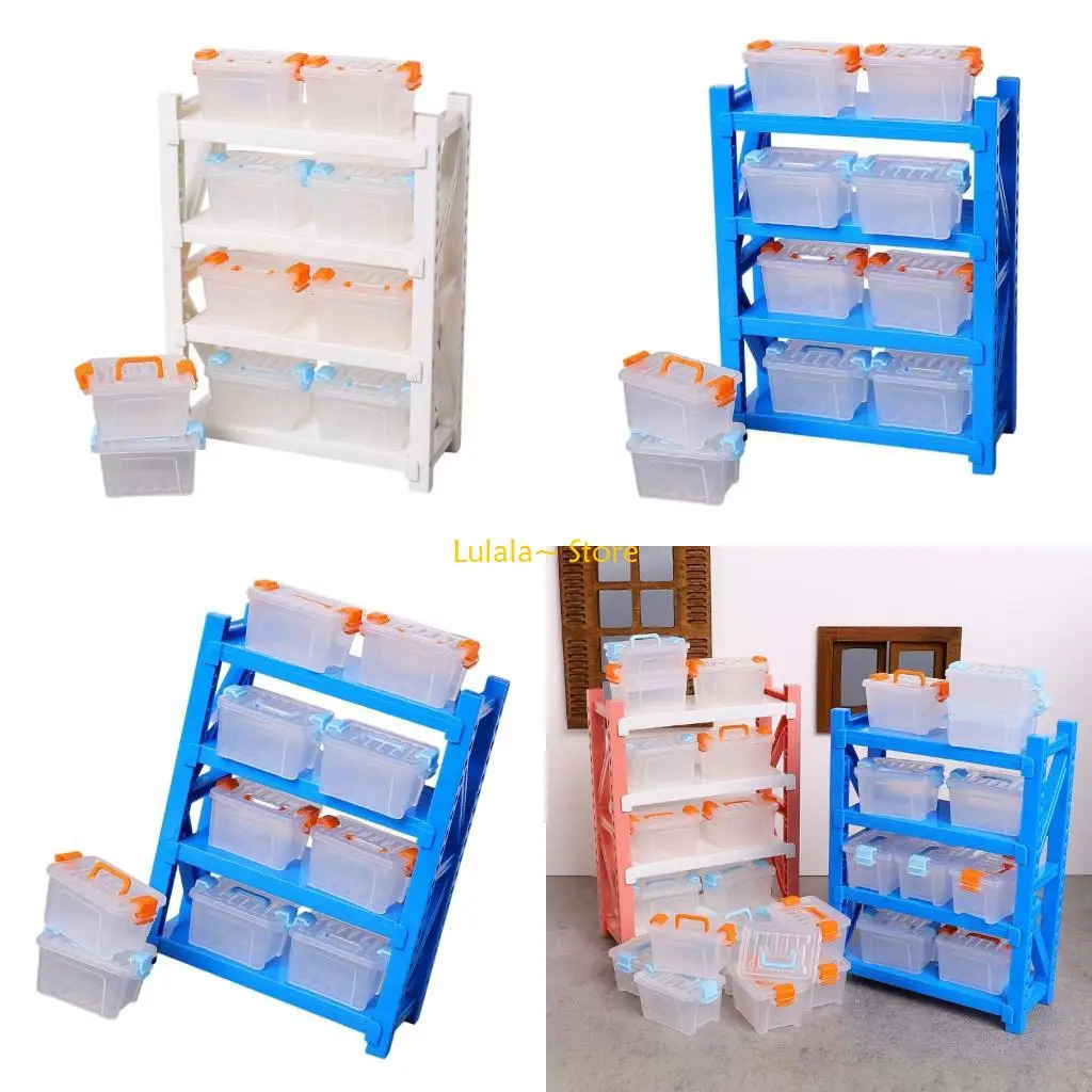 

Y4QA Miniature Warehouse Storage Rack and Boxes For Kids Role Play Game And Creative Doll House Scene Display Decoration