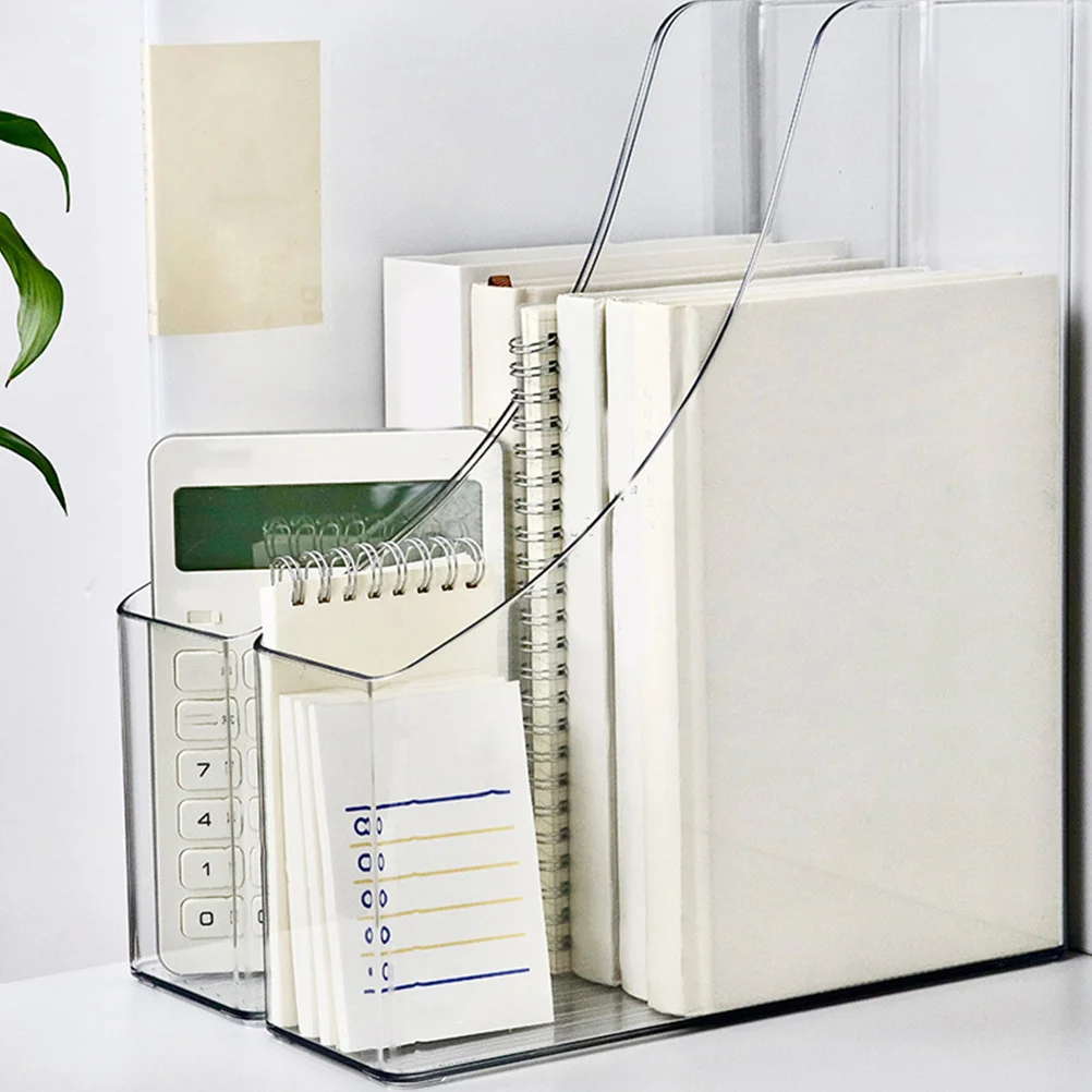 

2pcs Transparent File Holder Clear Magazine Organizer Storage Rack For Desk, Desktop Document Box For Office Home School, Book