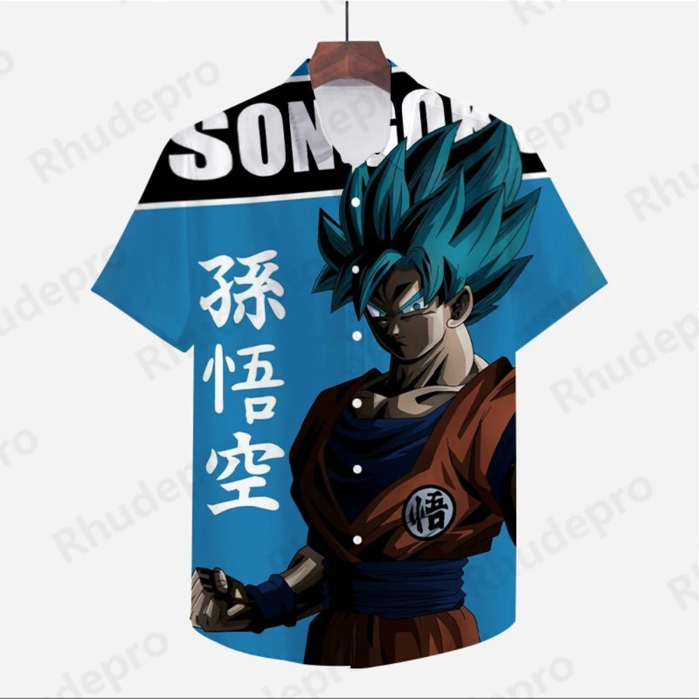 Camicia oversize 2024 abbigliamento uomo Vegeta Dragon Ball Z Harajuku Seaside Trip Cute Summer Fashion Super Saiya manica corta Anime