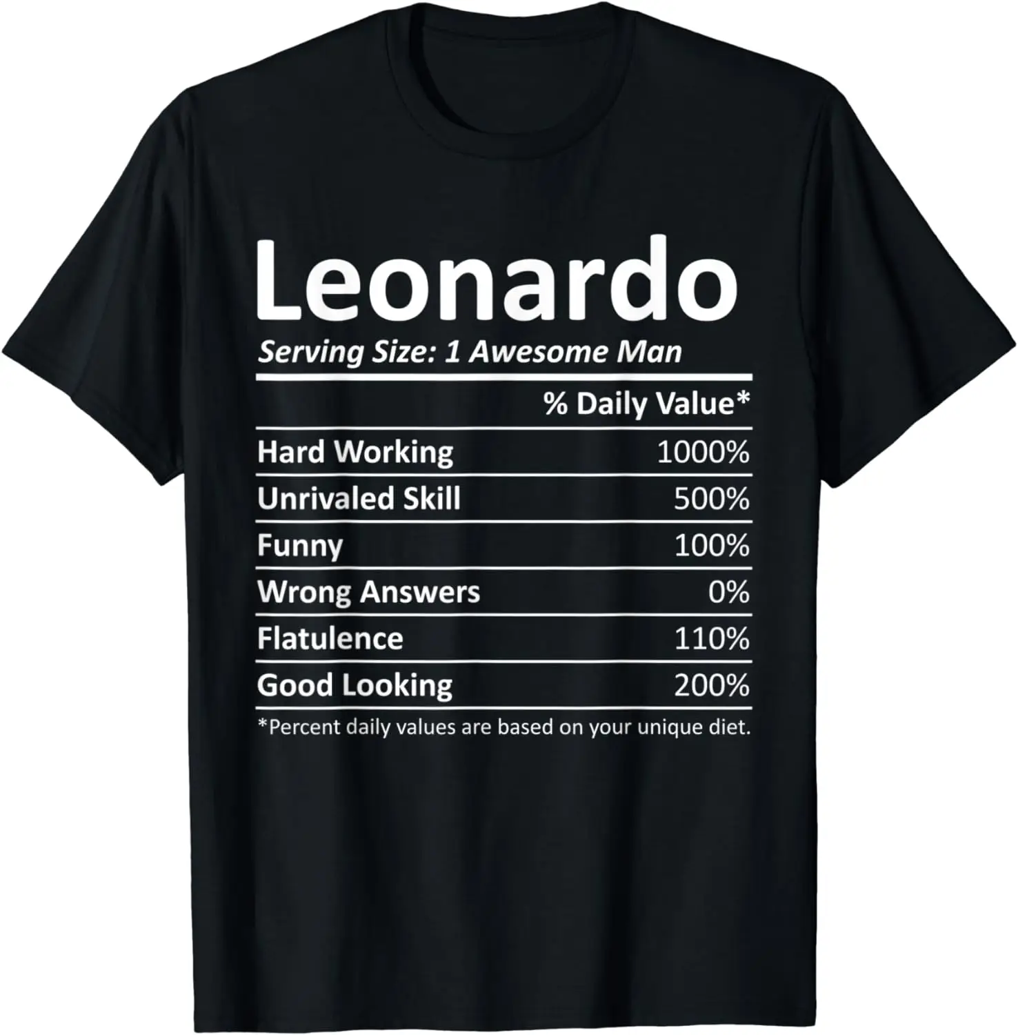 LEONARDO Nutrition Funny Birthday Personalized Name Gift T-Shirt