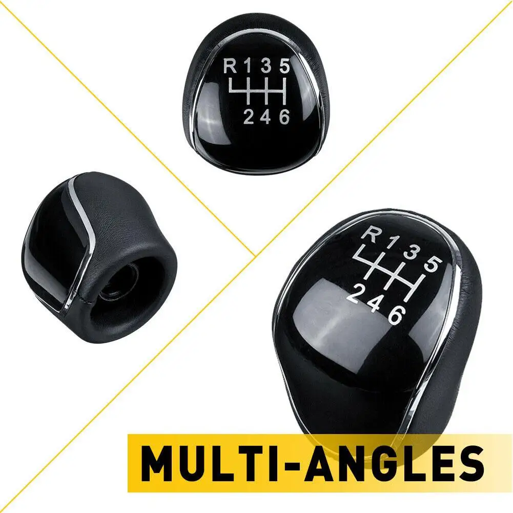 6/5 Speed Gear Shift Knob for FORD Mondeo Mk4 S-Max C-Max Focus Mk2 Kuga Leather Shifter Lever Arm Headball Car Accessories