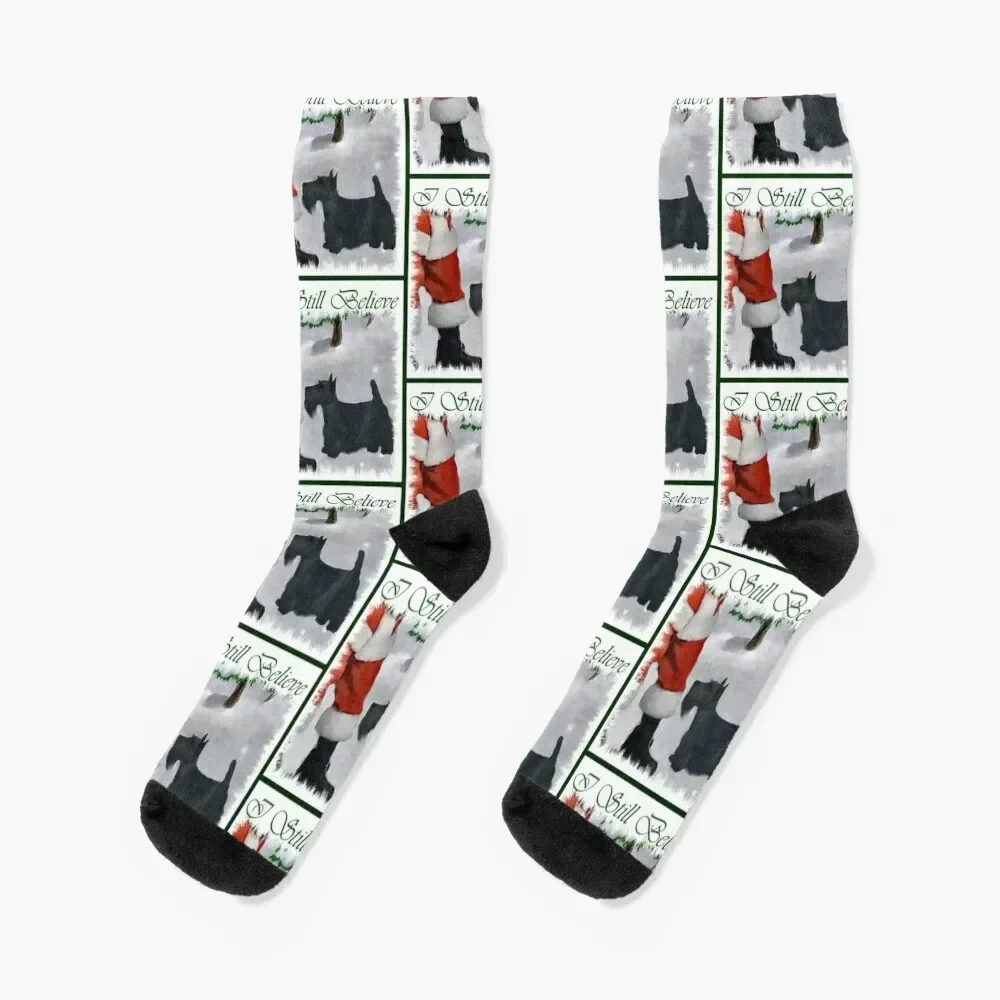 

Scottish Terrier With Santa Christmas Gifts Socks funny gift sports and leisure funny sock Men's Socks Women's