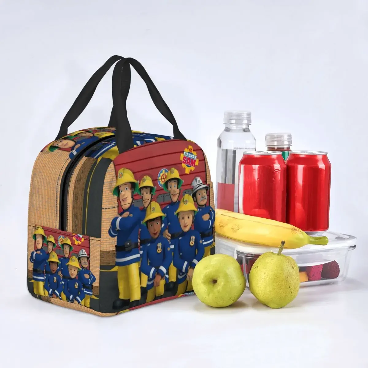 Fireman Sam Insulated Lunch Bag for Women Cartoon Firefighter Resuable Cooler Thermal Food Lunch Box Work School Picnic Bags