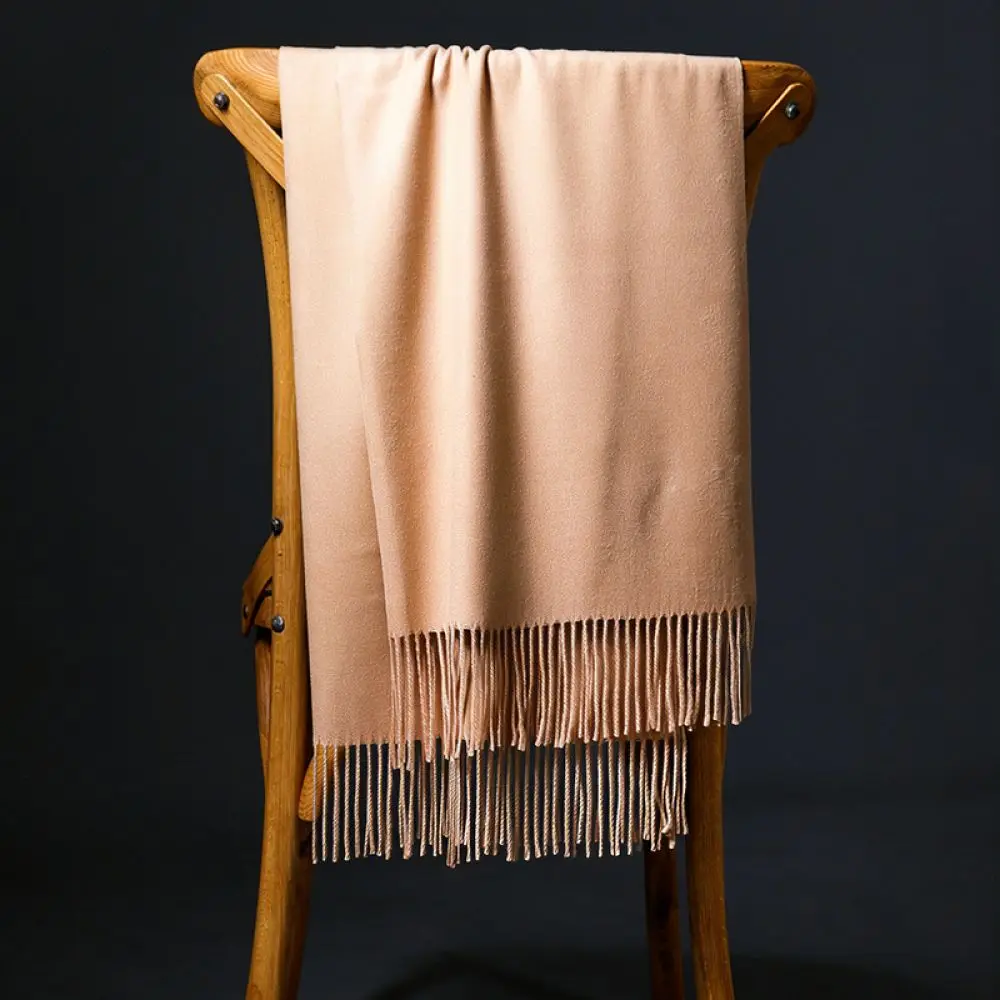 Large Cashmere Scarf Women Long Solid Color Pashmina Shawl Soft Wrap Warm Thick Stole For Winter Daily Styling