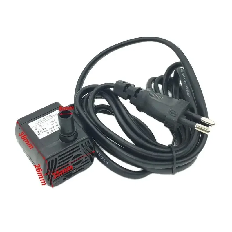 Ultra-Quiet 3W AC 220V Brushless Water Pump Waterproof Mini Fountain Pump for Fish Tank with Water Flow Rate European Plug
