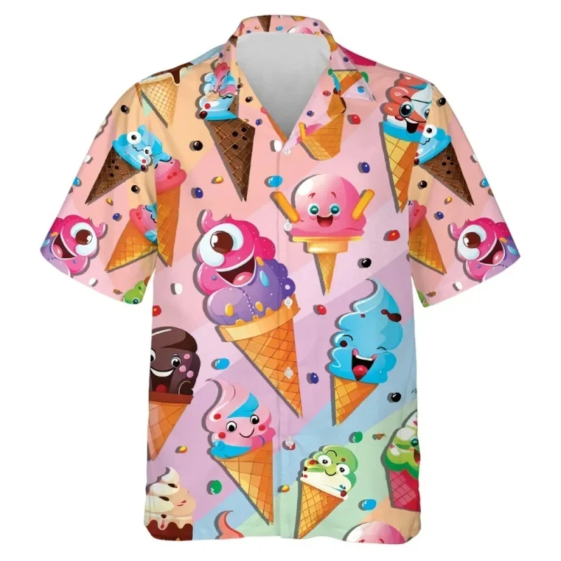 Newest Popsicle Breathable 3D Print Trendy Cool Fashion Ice CreamShirts Beach Party Tops Short Sleeves Summer Men's Shirts Tops