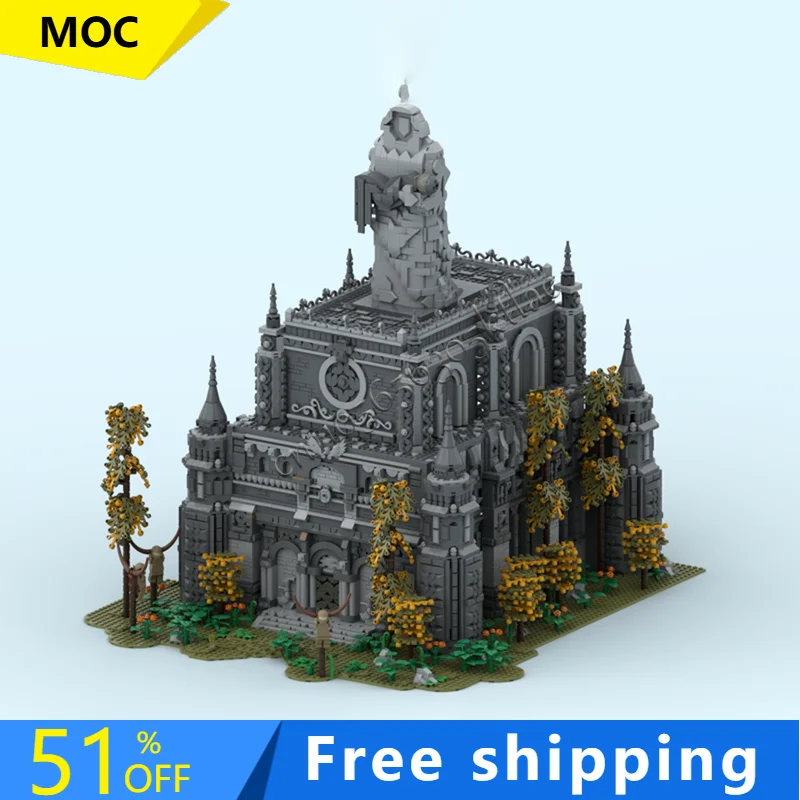 

7403 шт. MOC средневековье, могила героя, модульная модель, архитектурный строительный блок, образовательная сборка «сделай сам», детские игрушки, подарки