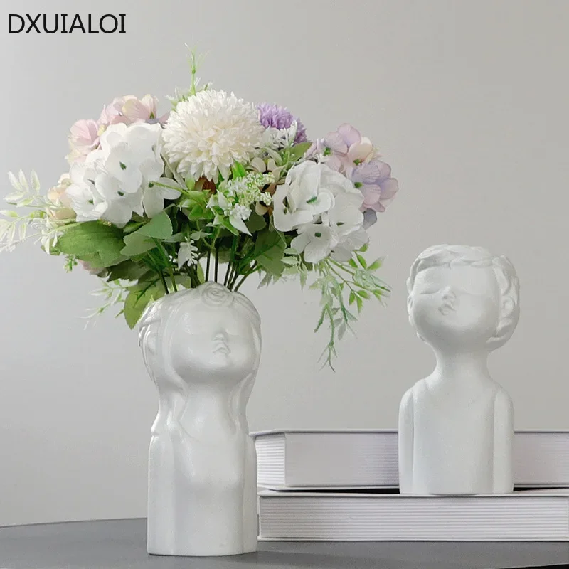 DXUIALOI Modern simplicity Body Art Hydroponic Vase Decoration Ceramic Crafts Home Decor Living Room Flower Arrangement Vase