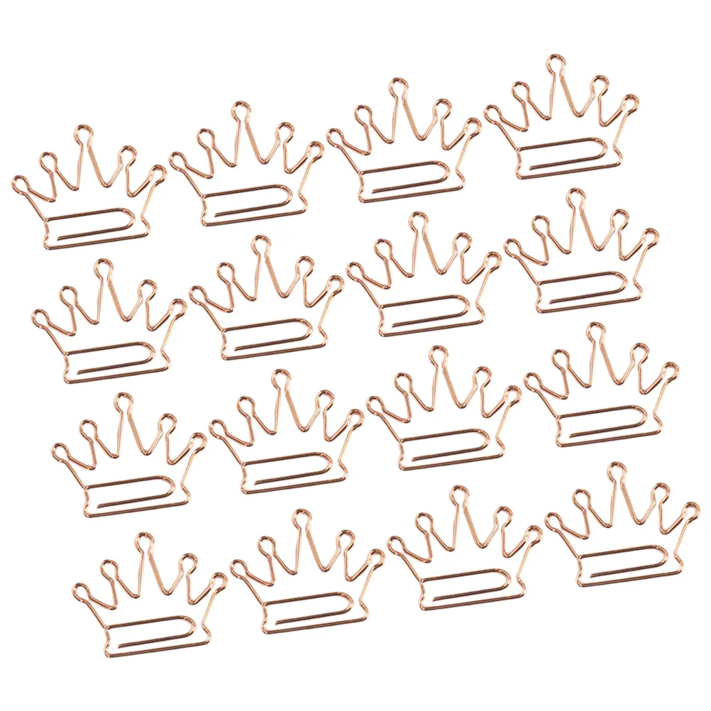 

24Pcs Rose Gold Crown Shaped Paper Clips Cute Cartoon Metal Office School Supplies Decorative Bookmarks Money Holder Party Gift