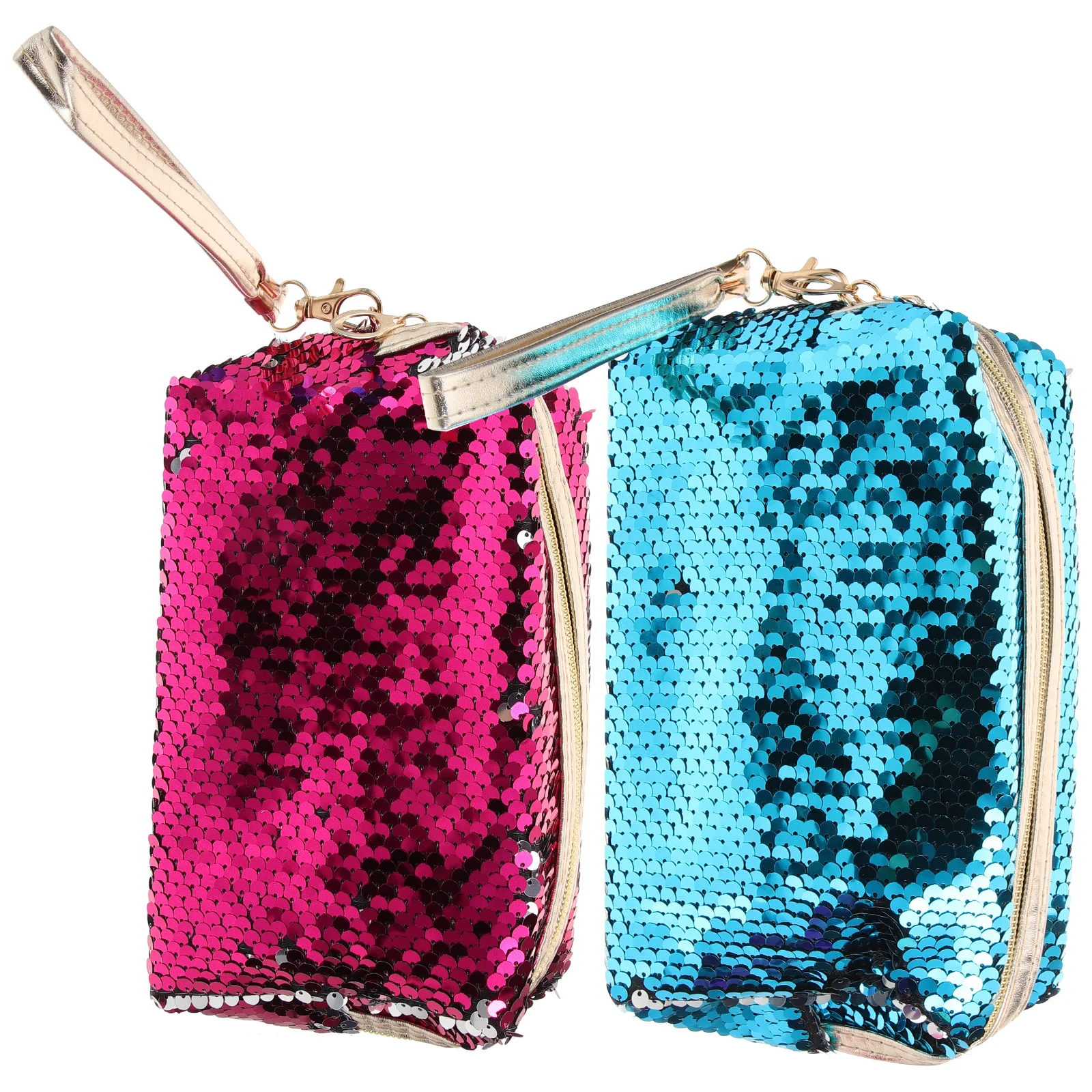 

2Pcs Cute Heart Glitter Coin Purse 's Small Wallet for Women Portable Change Purse Makeup Pouch Cash Holder with Zipper