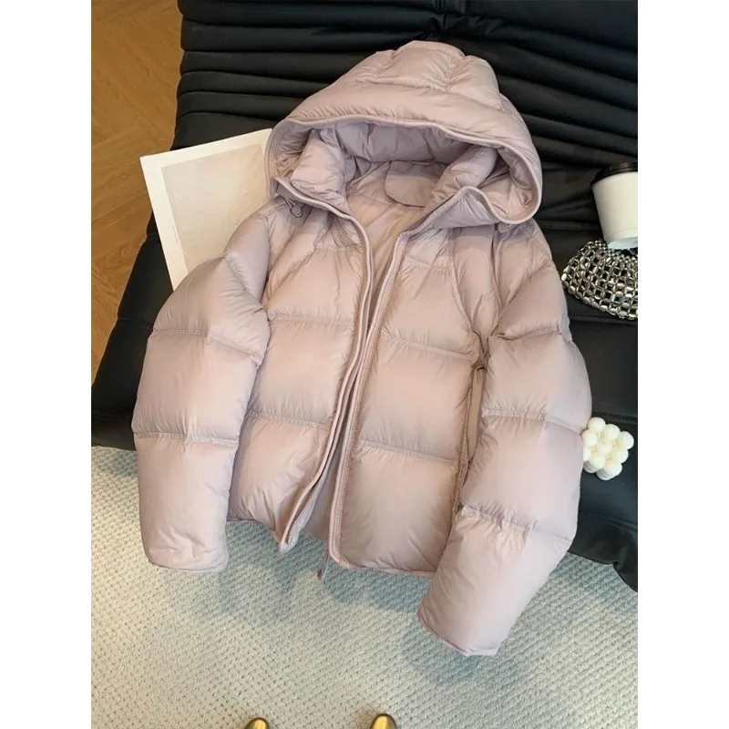 

2026 Solid Color Jacket High-end Fashion Hooded Cotton-padded Clothes Women's Winter New Thin Warm Bread Clothes Short Coat