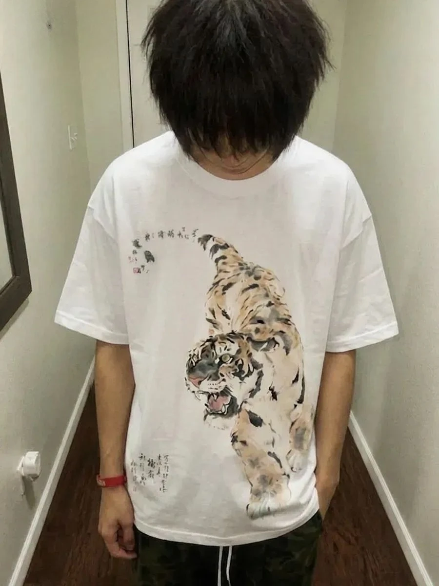 Vintage Y2K Fashion Short-sleeved Japanese Retro Top Pop Print Short-sleeved Casual Loose Streetwear Printed O Neck T Shirt