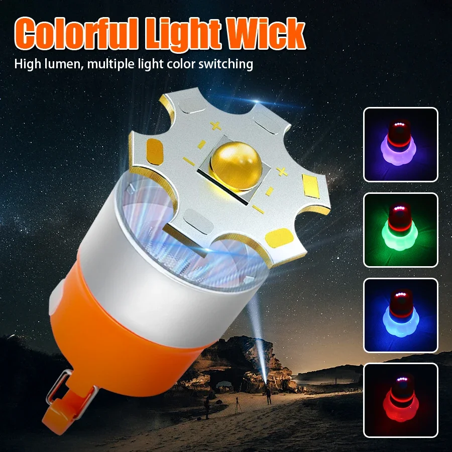 قابلة للشحن LED التخييم ضوء لمبة فانوس محمول 10 طرق RGB الملونة غطاء زجاجة مصباح هوك تصميم، في الهواء الطلق داخلي الطوارئ #4