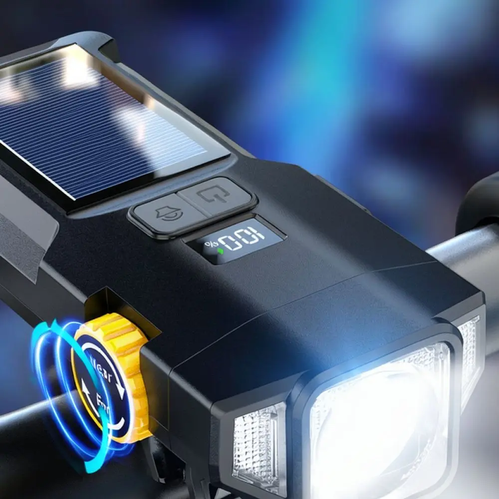 Rechargeable Solar Bicycle Light LED Cycling Headlight Anti Glare Bright Front Lamp For Mountain Road Bike Gear