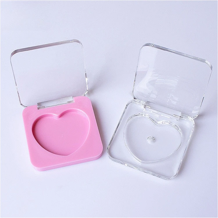 

5PCS Square Heart Blush Compact Set Transparent, Multi-Color Refillable Case for Highlighter Concealer Foundation