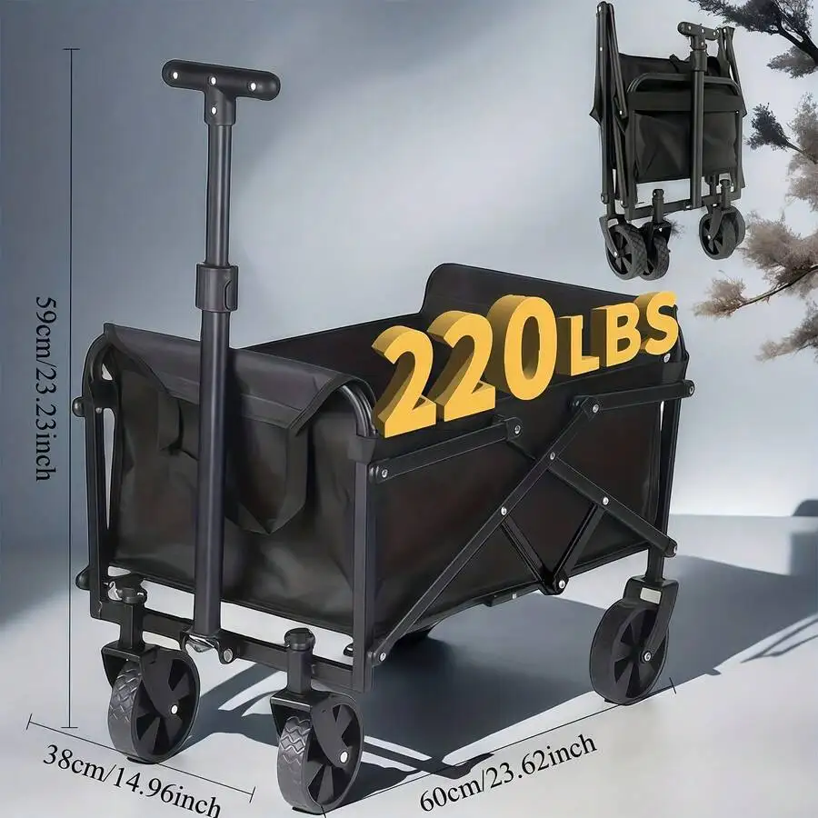 Large Capacity 680/ 450/ 220 Lb Heavy Duty Foldable Utility Cart, 4 All-Terrain Wheels, Durable Alloy Steel Frame And 600D Oxfor