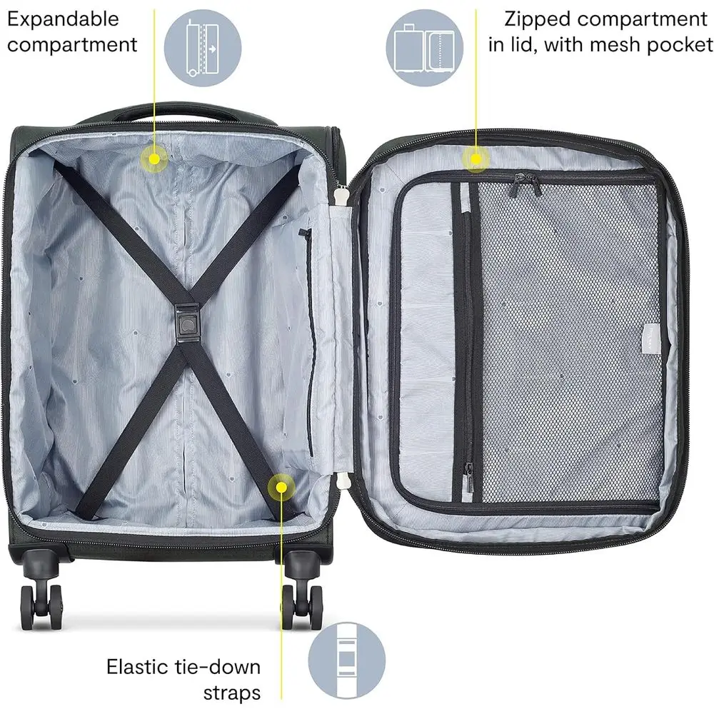 أمتعة دوارة قابلة للتوسيع، 21 حملًا، أسود، Delsey Paris Sky Max 2.0 Softshell