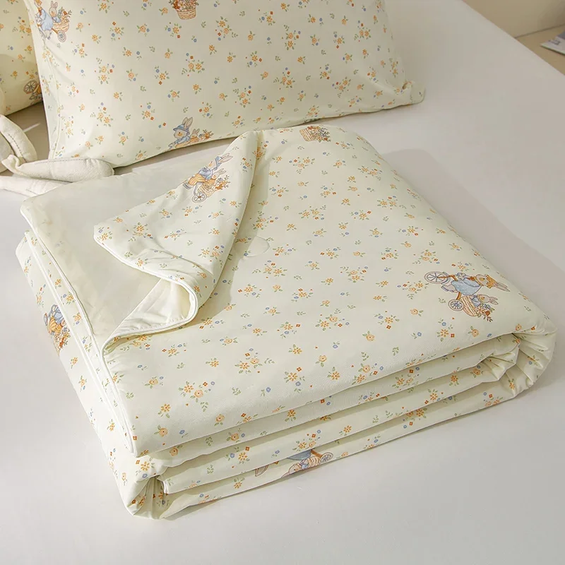 

Coolness Breathable Summer Duvet Cartoon Printed Quilted Quilt Cool Feeling Blanket Silky Breathability Single Double Comforter