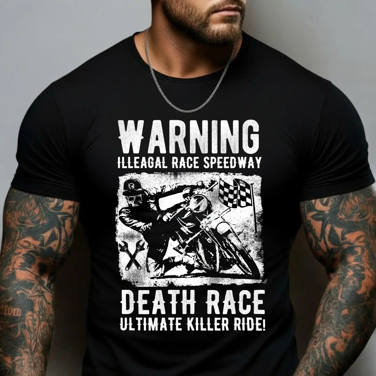 Death Race Ultimate Killer Ride T Shirt Warning Illegal Speedway Vintage Biker Retro Motorbike Racing Top vintage Washed