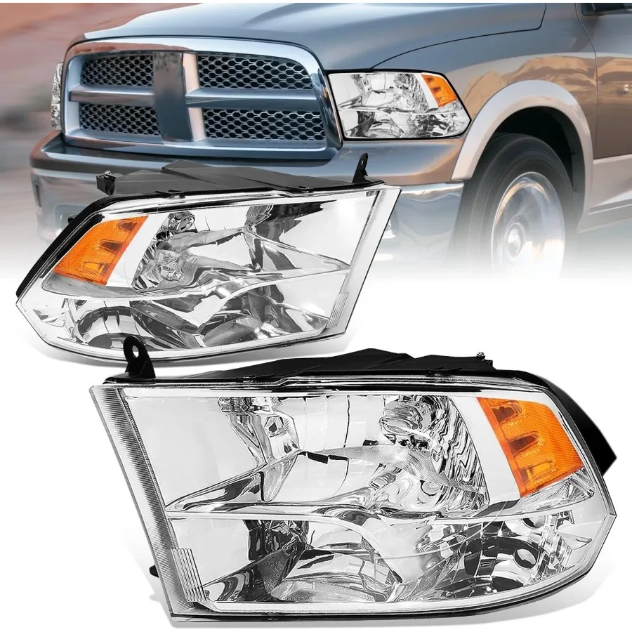 

Quad Headlights Assembly for 20092010 Dodge Ram 15003500 and 20112018 Ram 15005500 Halogen Headlamp Replacement with Chrome Hou