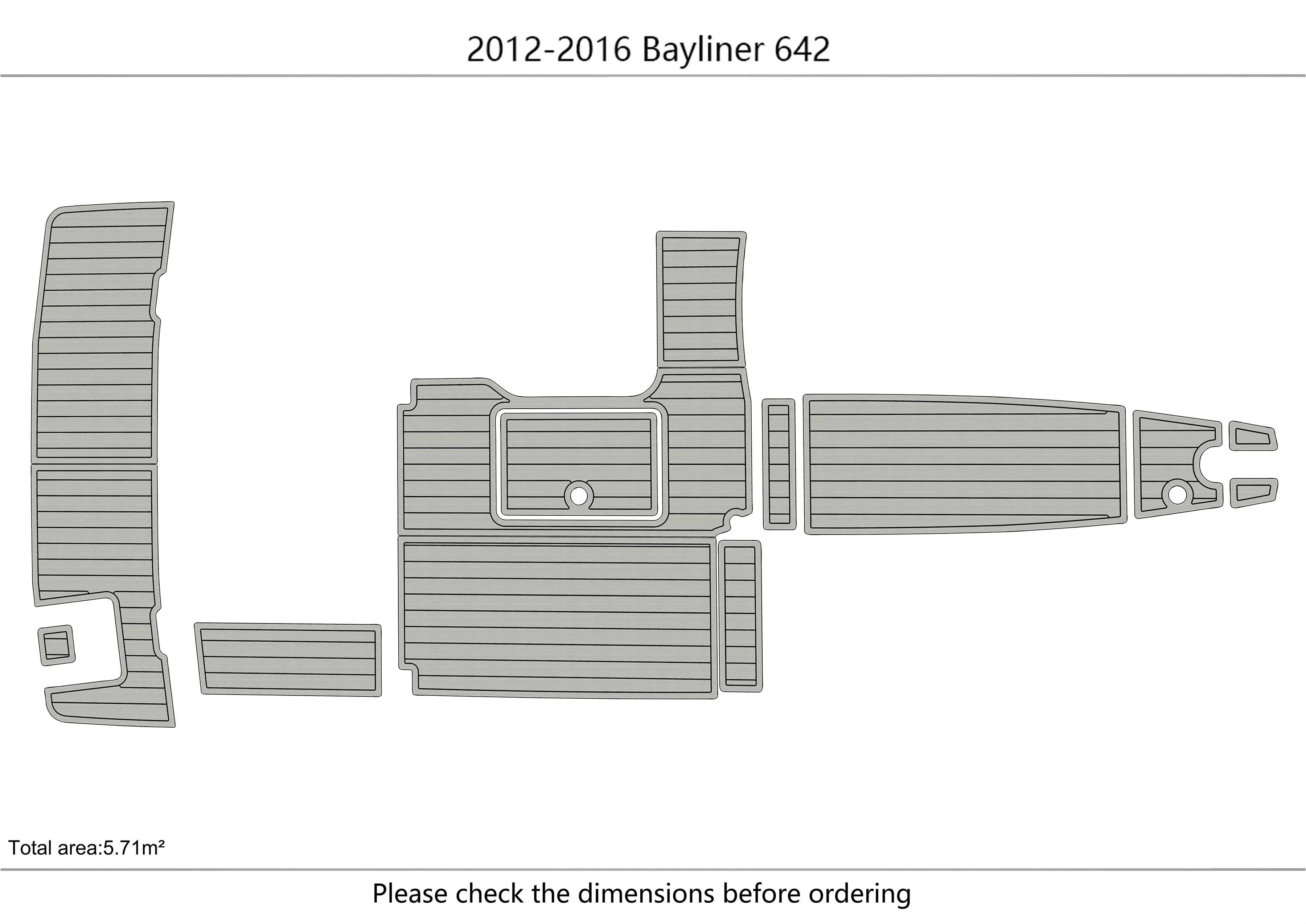 2012-2016 Bayliner 642 1/4 "6 مللي متر إيفا رغوة عدم الانزلاق بولي كلوريد الفينيل خشب الساج التزيين البحرية حصيرة سيديك أكوا السجاد أرضية بحرية #3
