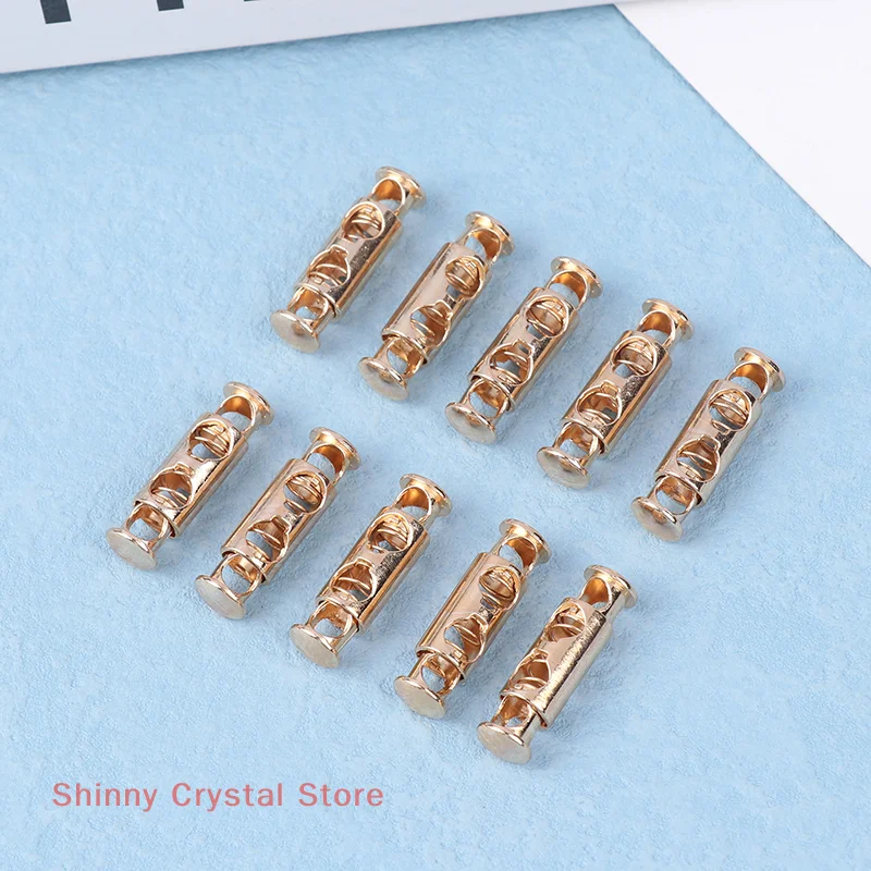 10 Pcs Metallic Spring Buckles with 2-Hole Design, Adjustable Cord Locks, Quick fastening Sewing Devices