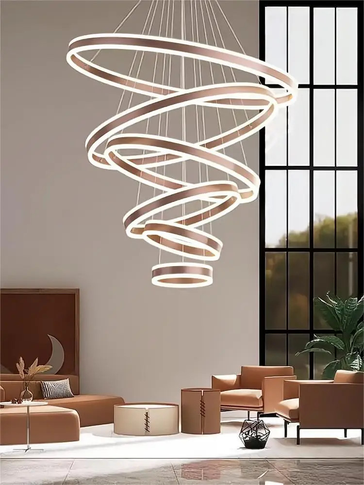 6 Rings 7circles LED Pendant Lamp Circle Ceiling Hanging Chandelier Living /Dining Room /Staircase Lights Home Lighting Fixture