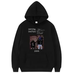 Crystal Castles Graphic Hoodie Male 90s Gothic Music Band Sweatshirt with Hood Vintage Men Women Hip Hop Rock Oversized Hoodies