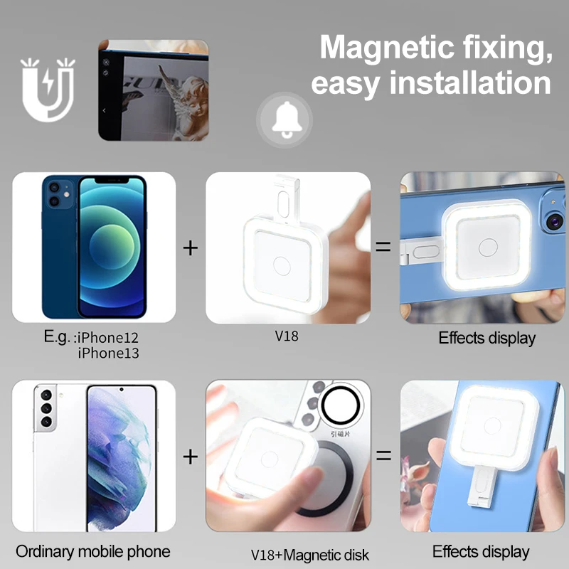 Magnetic Absorption Fill Light Lamp Light Led Mobile Led Light Cell Phone Lighting Led Light Photography Selfie Lighting Camera