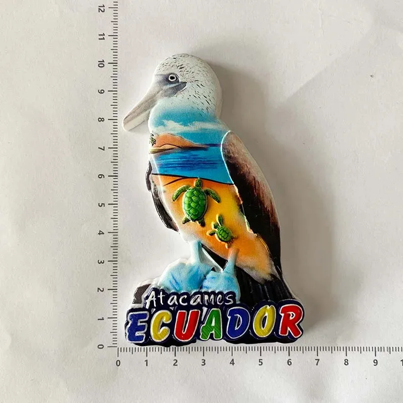 1pc, Ecuador Travel Souvenirs Home Improvement Items Arts and Crafts Gifts Beach scenery, seabirds 3D stereo refriger