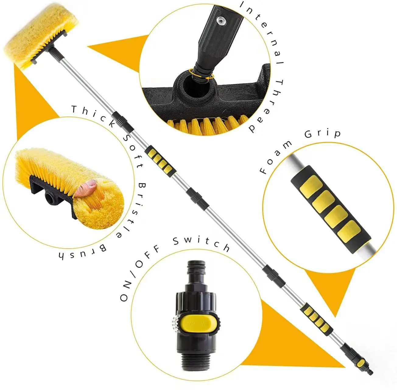 New Car Automatic Telescopic Long Rod Spray Water Brush Auto Windshield Window Wipe Glass Cleaner Washing Tool