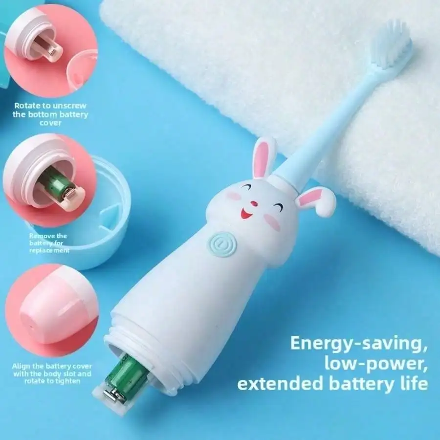 Household Electric Toothbrush For Children Aged 3-12, Smart Cartoon Ultrasonic Waterproof Soft-Bristled Toothbrush, Dental Cleaning Artifact, With 3 Brush Heads