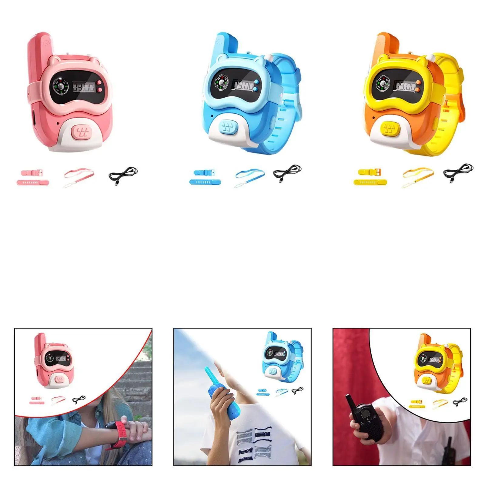 Walkie Talkie Orologio portatile con ricarica USB Walkie Talkie per bambini per ragazze e ragazzi all'aperto Regali di compleanno per escursioni di 3-12 anni