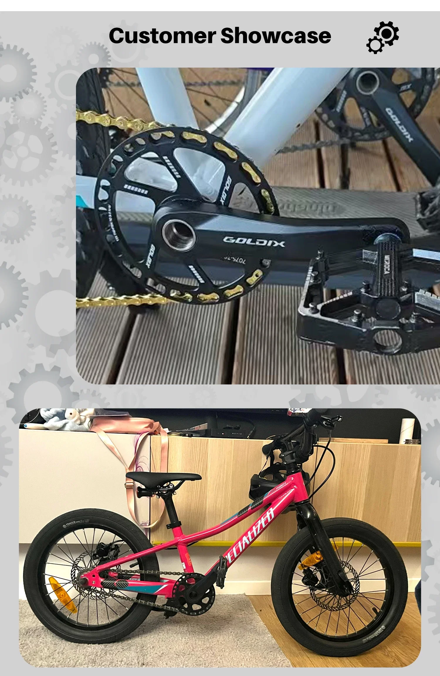 GOLDIX Kinderfahrrad-Kurbelgarnitur 110/127/140/150/155mm Länge Aluminiumlegierung Geschmiedeter Kurbelarm CNC-Bearbeitung mit Kettenblattschutz – Detail 12