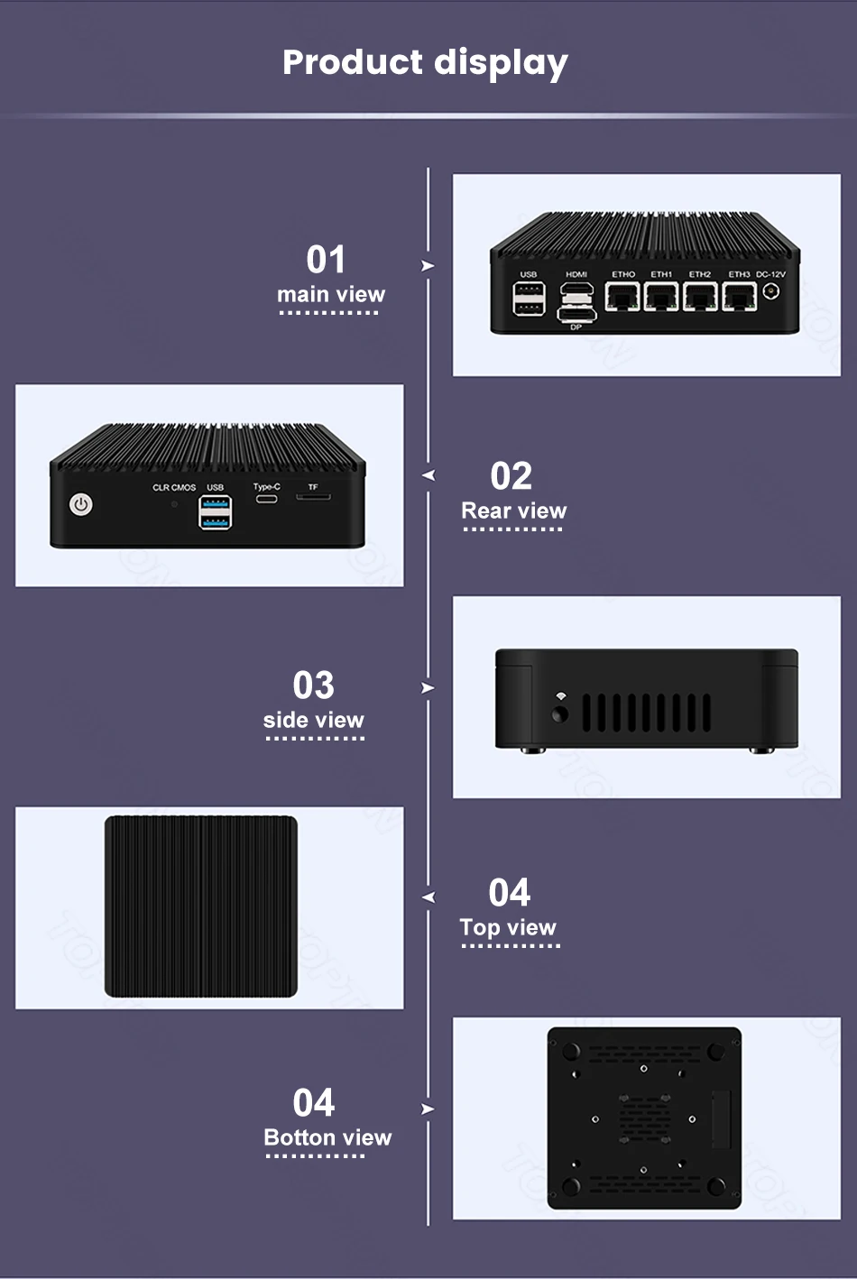 Fanless Mini PC 4 Intel i226-V 2.5Gb LAN N6005 i225-V N5105 2*NVMe TPM2.0 Switch Soft Router VPN Server ESXI Firewall Appliance