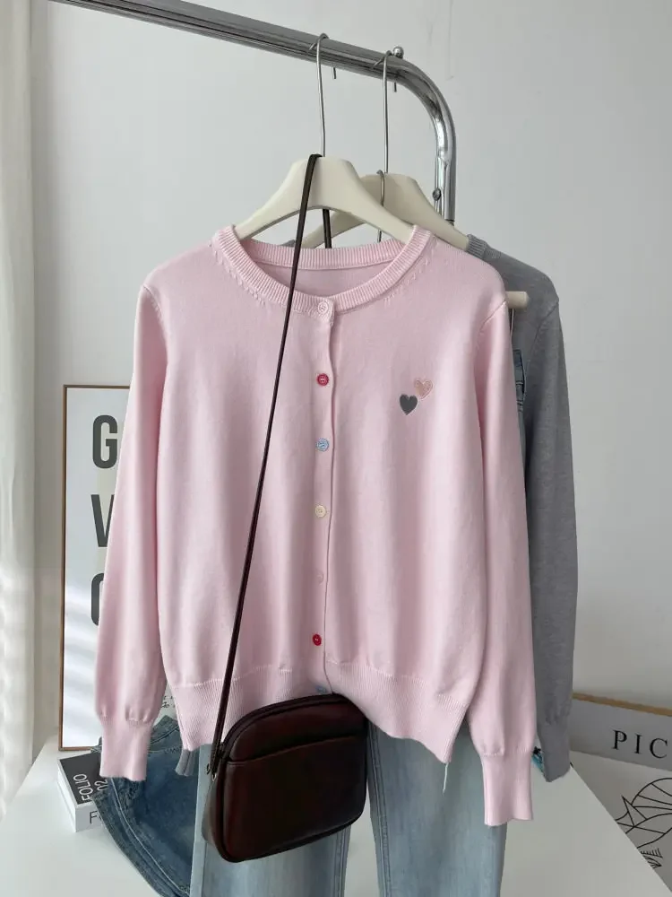 Fashion Versatile Women Sweater 2026 Autumn Winter Elegant Embroidered Women Knit Cardigan Long Sleeve Unique Colorful Buttons