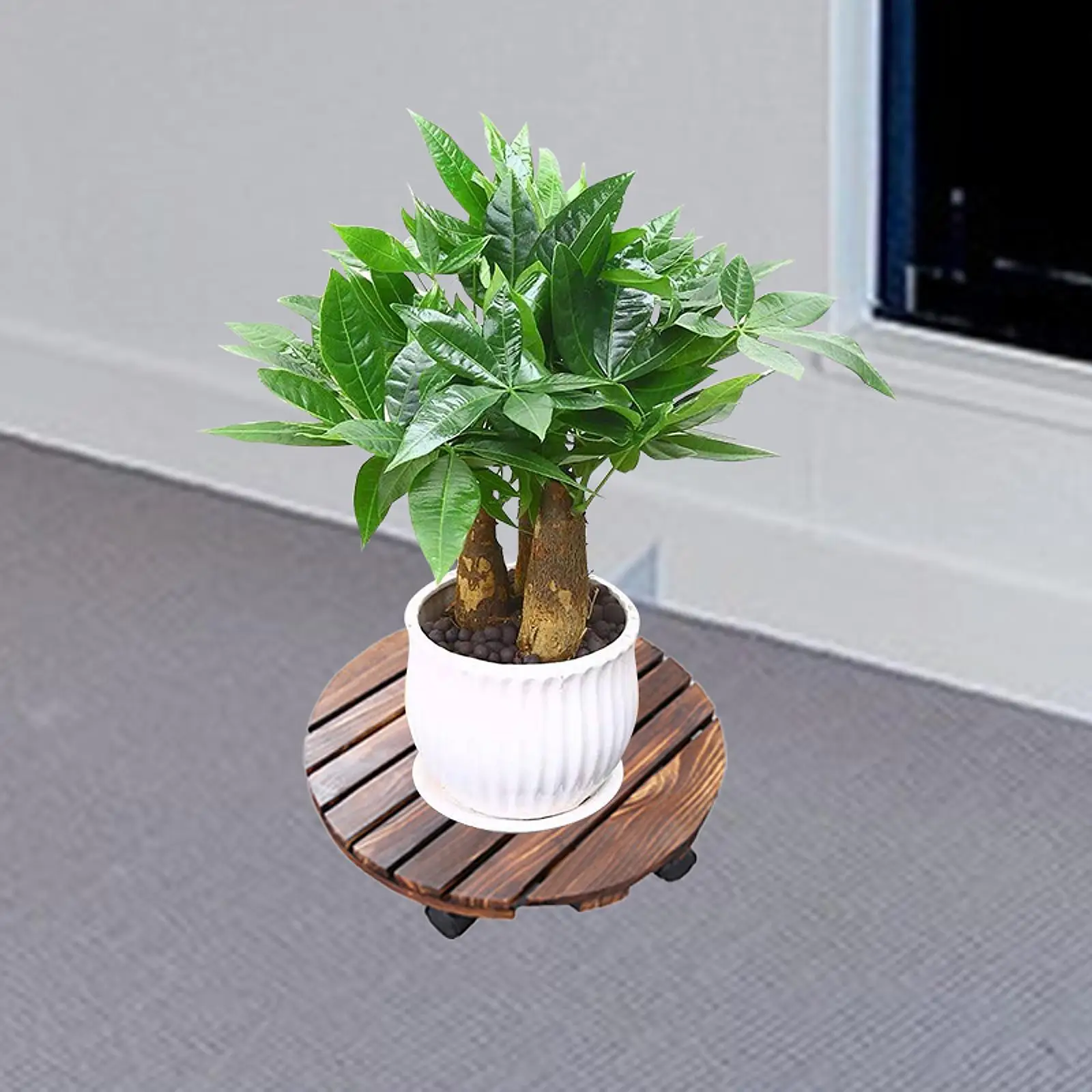 

Wood Plant Caddy with Swiveling Casters Round Plant Roller Base Rolling Plant Stand for Living Room Indoor Outdoor Yard Garden