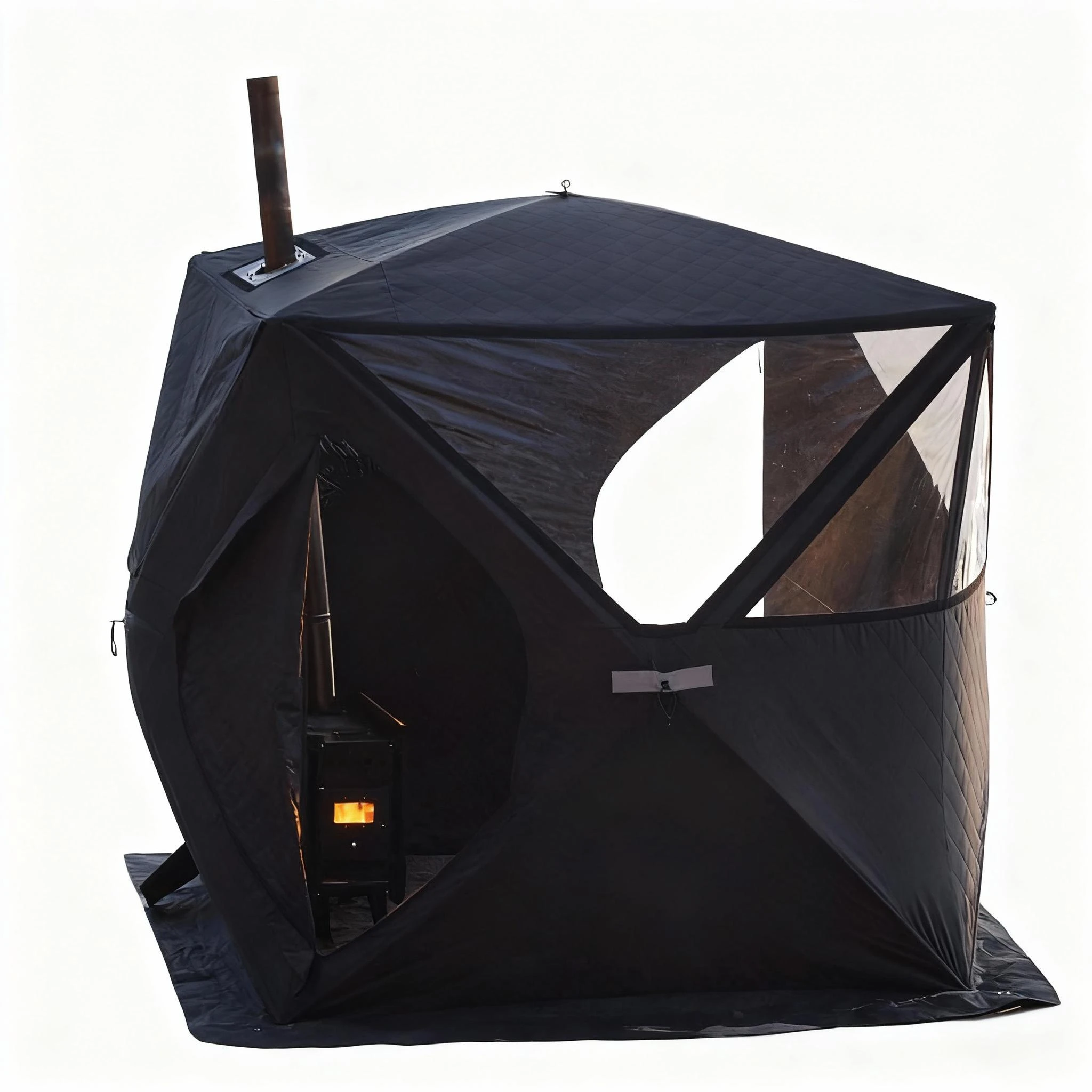 Novel Design Outdoor Portable Tent Sauna with Stove Ice Cube Fishing Box Room