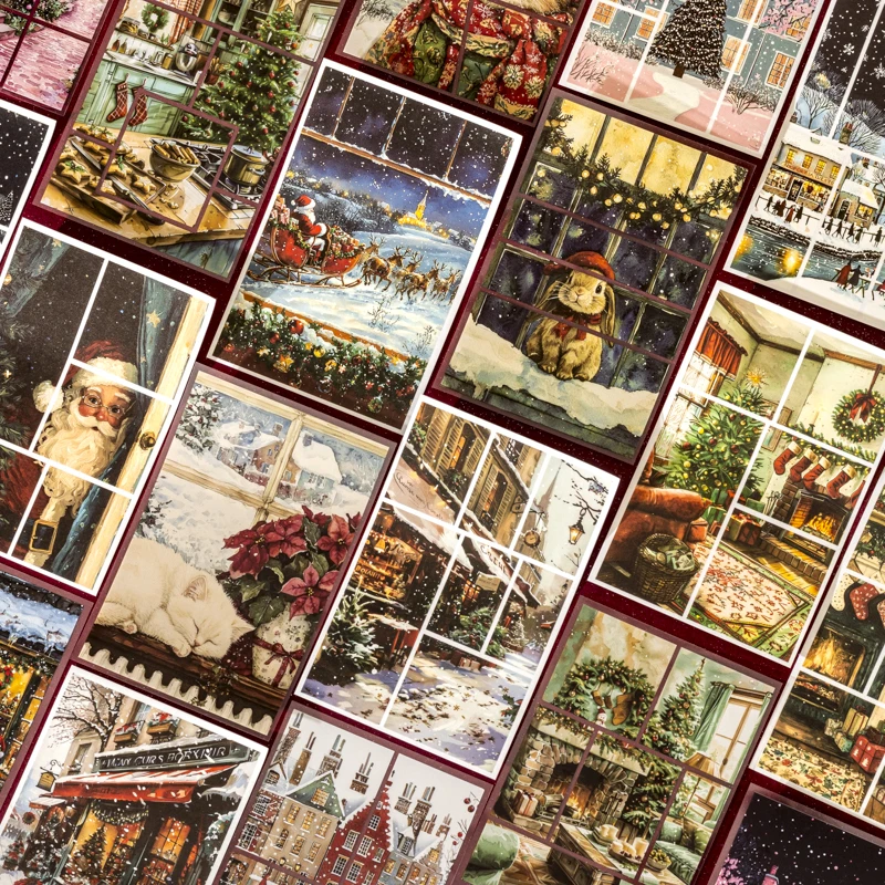 30sheets Christmas Wonderland Series PET+Washi Dual Material Sticker Book Creative Deco Planner Handbook Scrapbooking Material