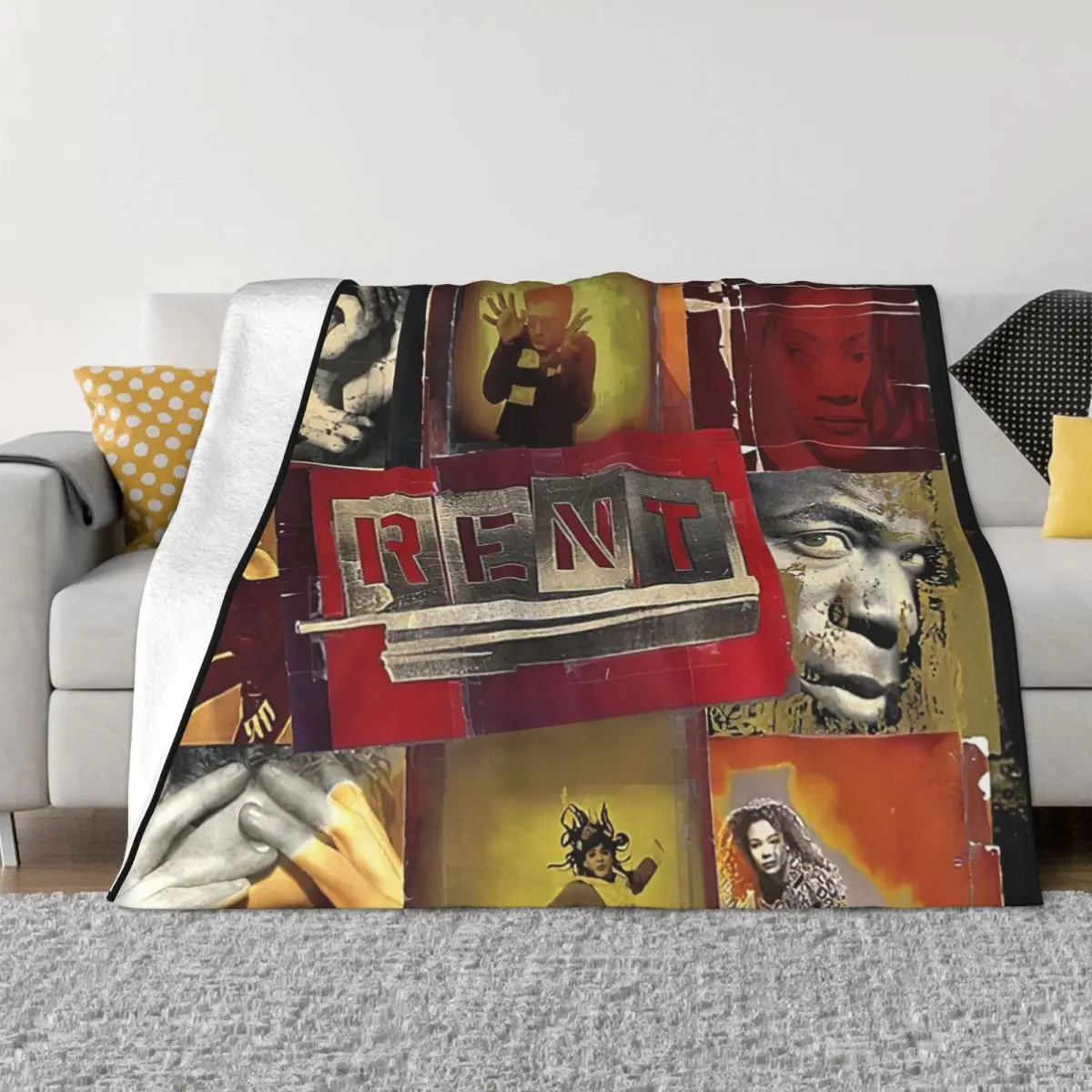 Vintage Rent Rock Musical, Signed By Complete Original Cast 1996 Throw Blanket Camping Warm Blankets