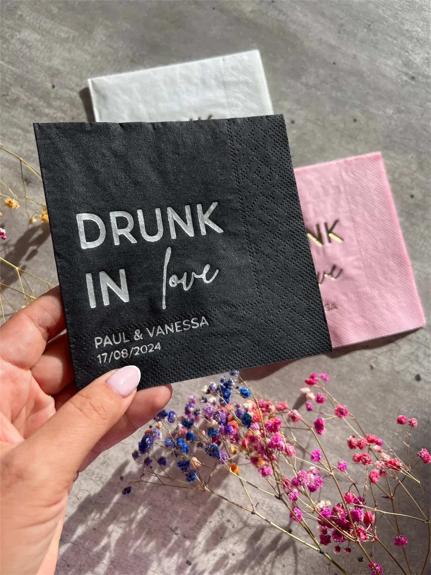 50 PCS Personalized Napkins, Drunk in love, Personalized Napkins, Custom Napkins, Wedding Napkins, Monogramed Napkins, cocktail